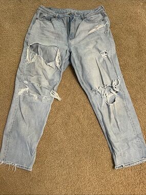 American Eagle Outfitters Light Blue Distressed Straight Leg Jeans